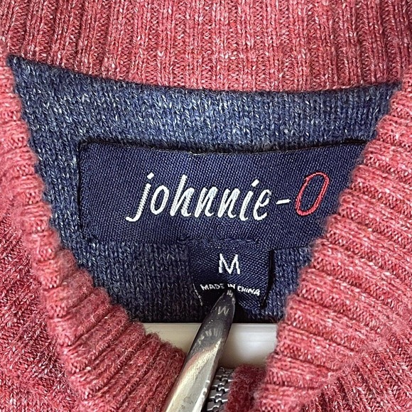 Johnnie-O Mott Mens M‎ Sweater 1/4 Zip Mock Neck Red Embroidered Logo - Picture 6 of 11
